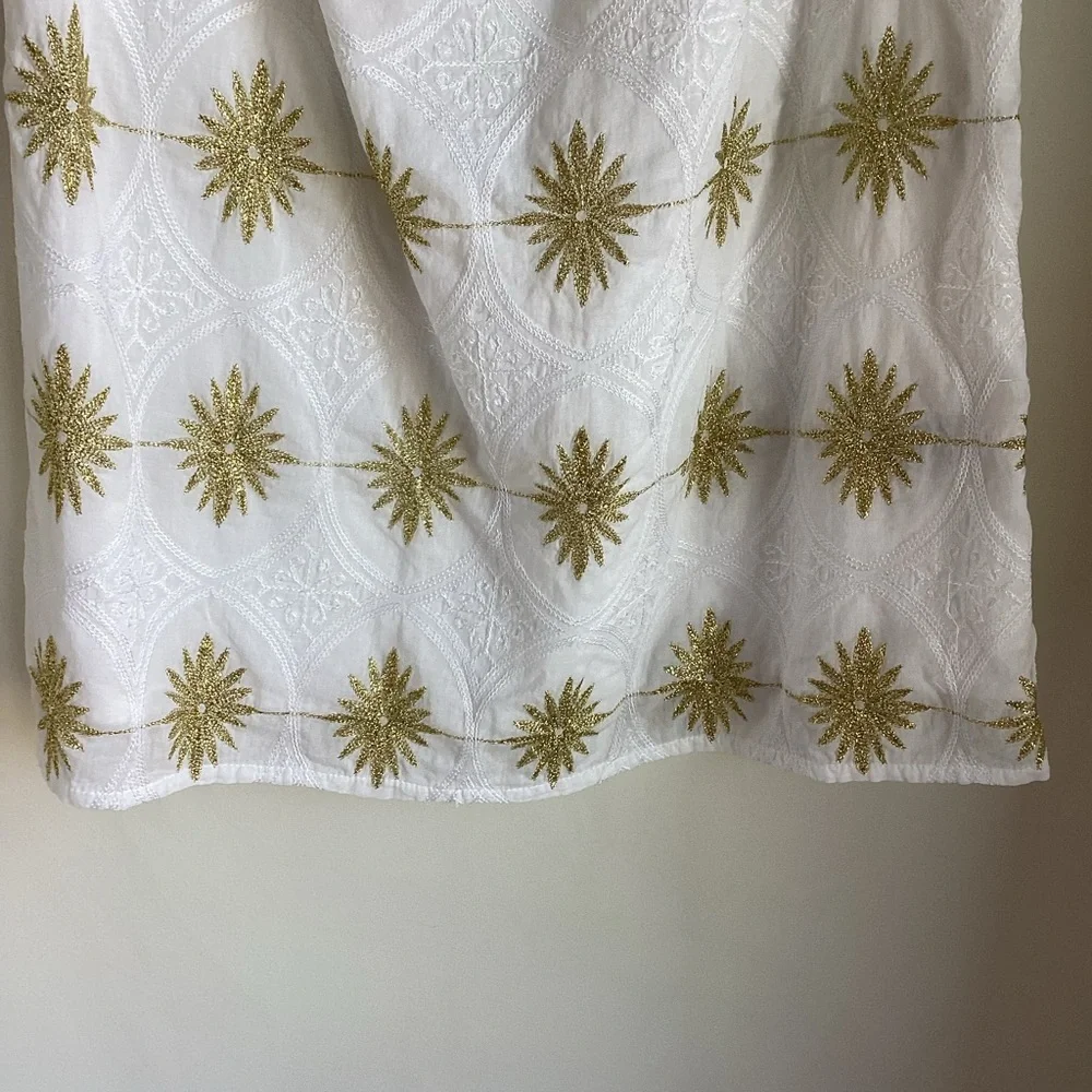 Boston Proper Metallic Detail Off-The-Shoulder Dress Womens Small White Gold - Picture 4 of 15